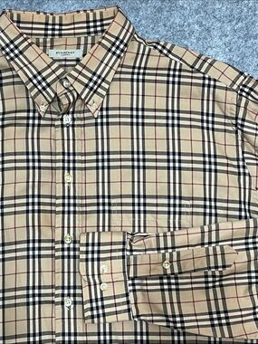 Burberry Beige and Black Plaid Nova Check Button-Down Shirt